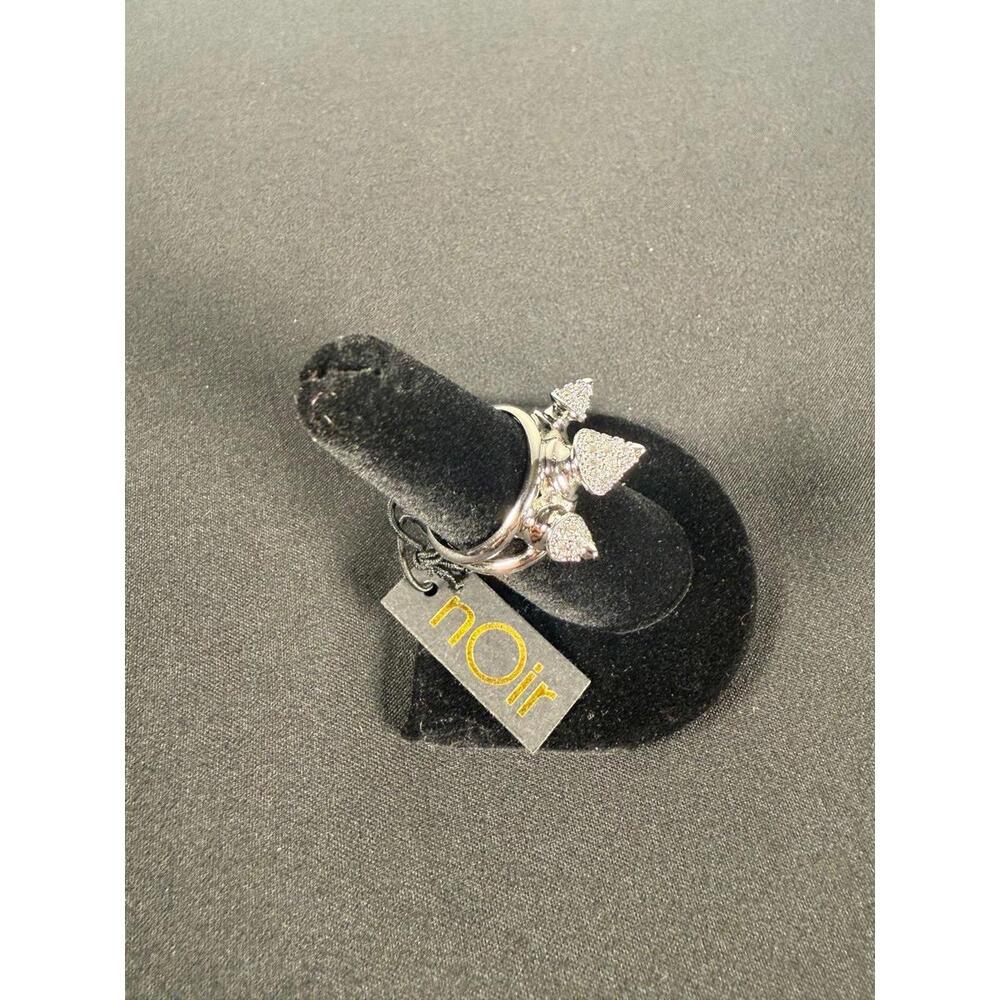 nOir JEWELRY RHODIUM HONEY 3 SPIKE PAVE RING SIZE 7 NWT - Picture 2 of 5